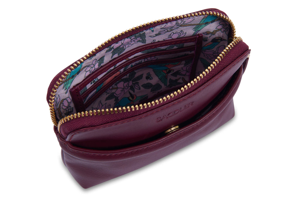 SADDLER "Louisa" RFID Real Leather Zipped Organiser and Cosmetic Pouch (Gift Boxed)