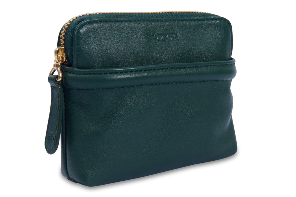 SADDLER "Louisa" RFID Real Leather Zipped Organiser and Cosmetic Pouch (Gift Boxed)