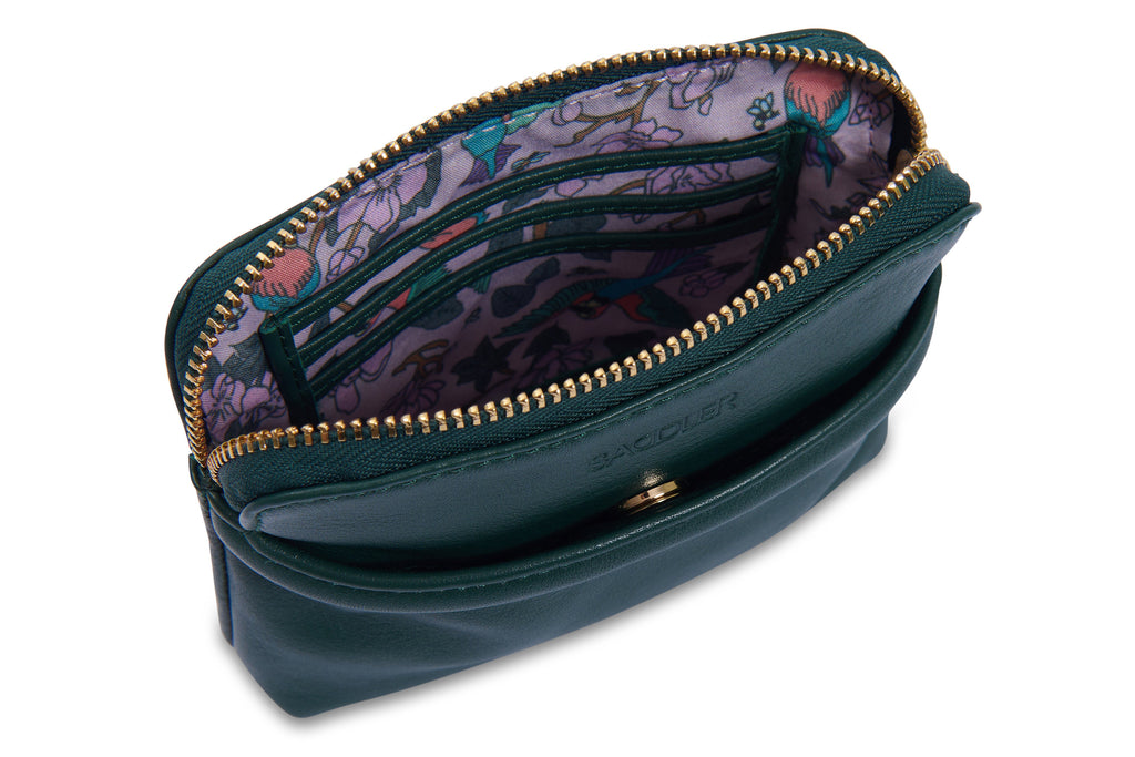 SADDLER "Louisa" RFID Real Leather Zipped Organiser and Cosmetic Pouch (Gift Boxed)