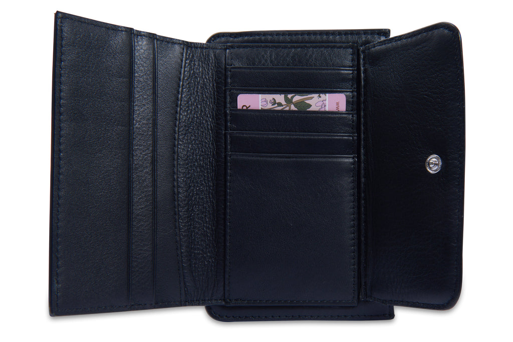 SADDLER "Marion" Bifold Real Leather Card Wallet with Zip Top Coin Purse (Gift Boxed)