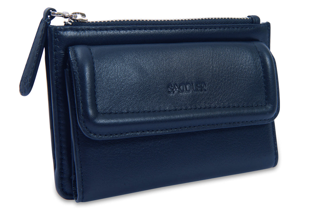 SADDLER "Marion" Bifold Real Leather Card Wallet with Zip Top Coin Purse (Gift Boxed)