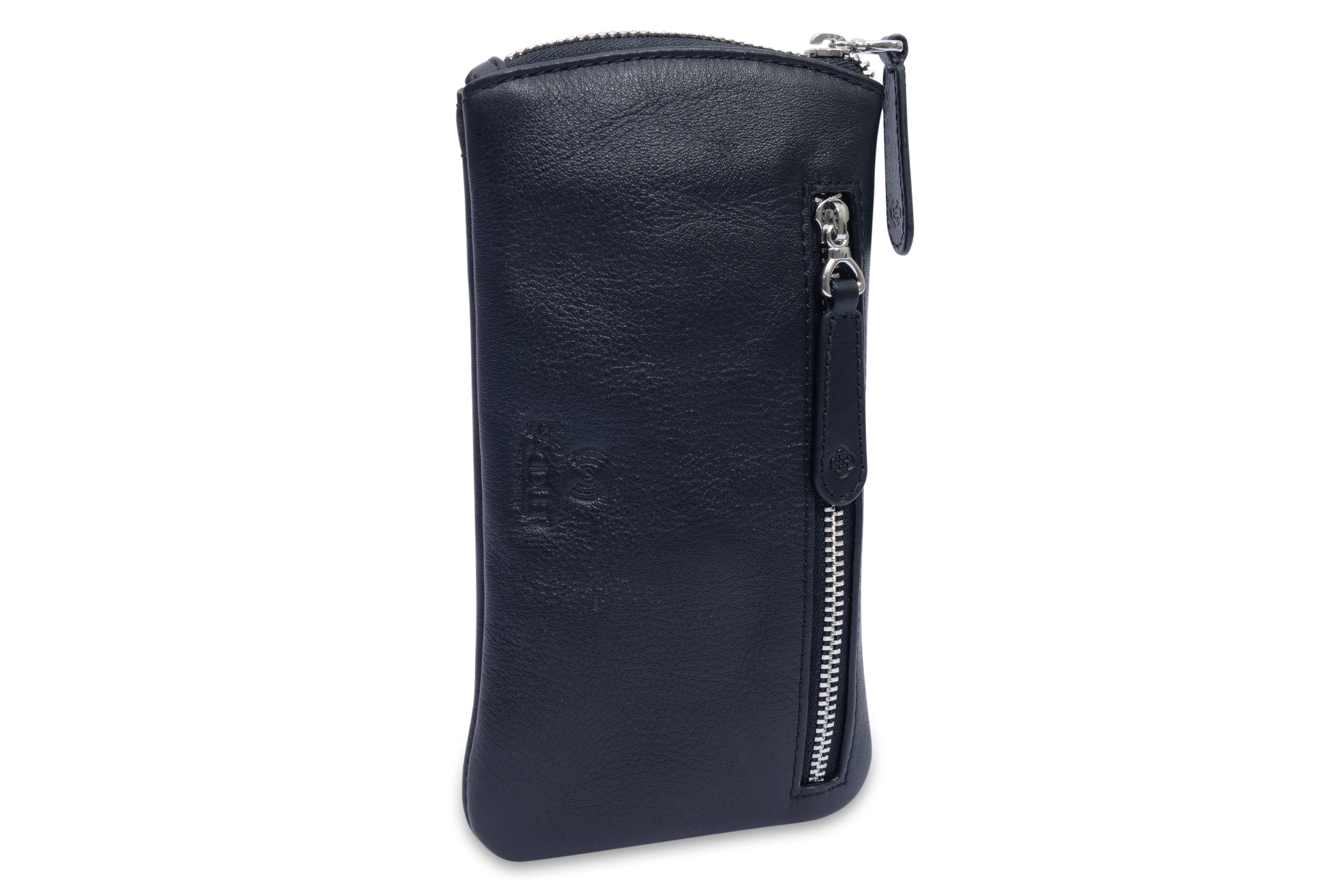 SADDLER "Mabel" Zip Top Real Leather Glasses Case with Card Holder (Gift Boxed)