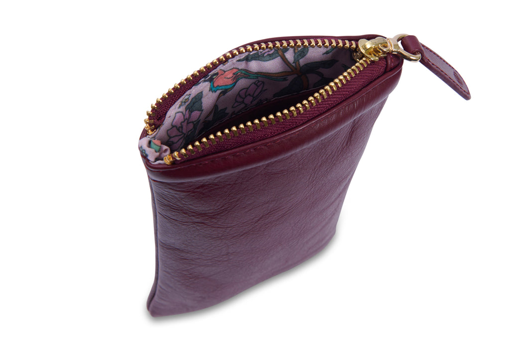 SADDLER "Mabel" Zip Top Real Leather Glasses Case with Card Holder (Gift Boxed)