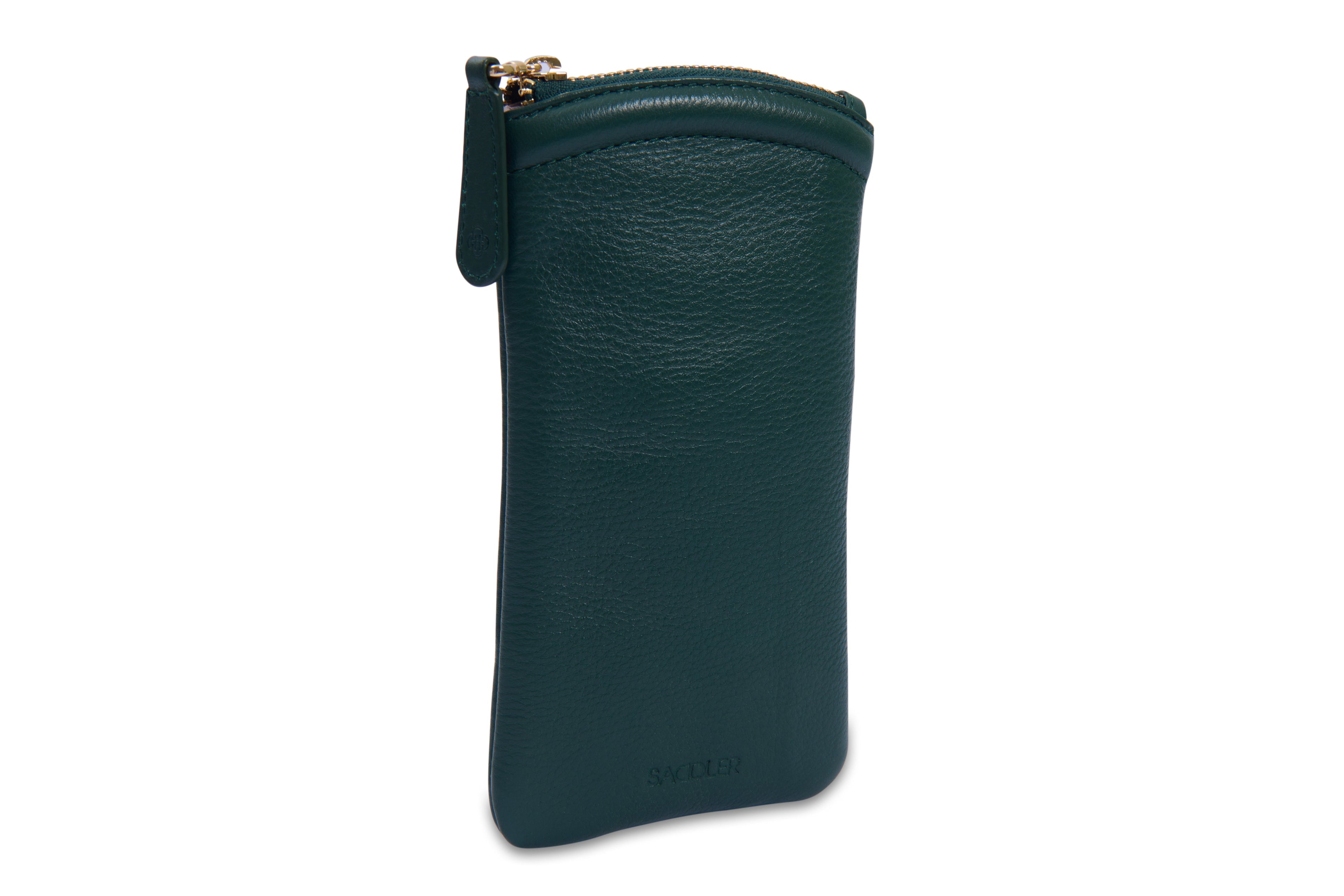 SADDLER "Mabel" Zip Top Real Leather Glasses Case with Card Holder (Gift Boxed)