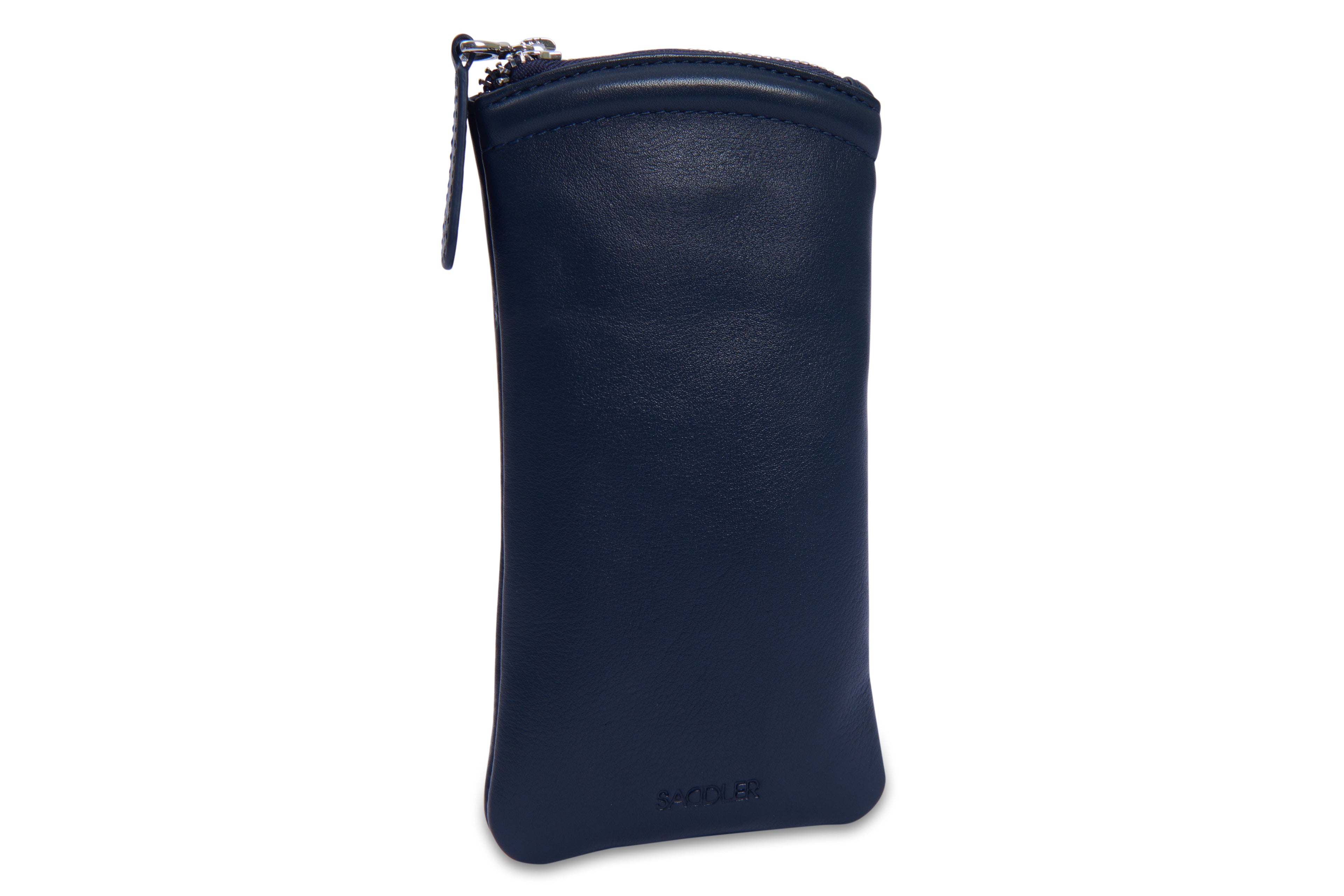 SADDLER "Mabel" Zip Top Real Leather Glasses Case with Card Holder (Gift Boxed)