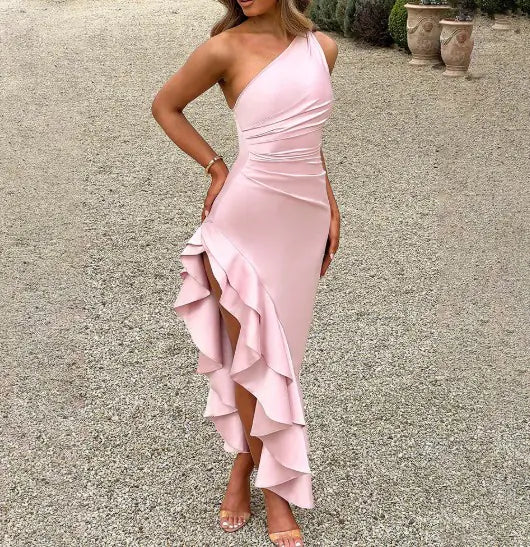 Elegant Slim Sloping Backless Dress