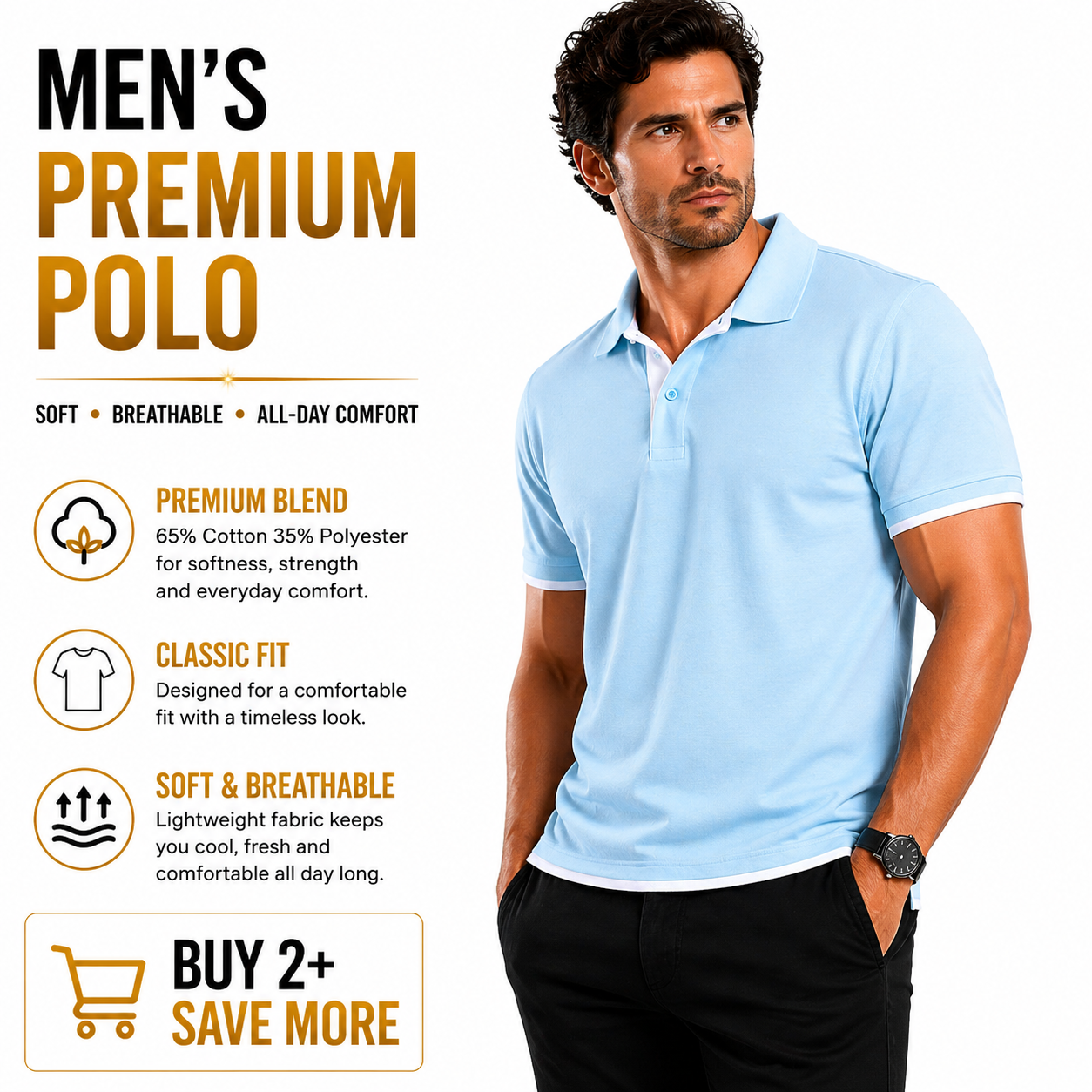 Mens Polo Shirt Cotton Blend Contrast Collar Short Sleeve Casual Work Top S-2XL