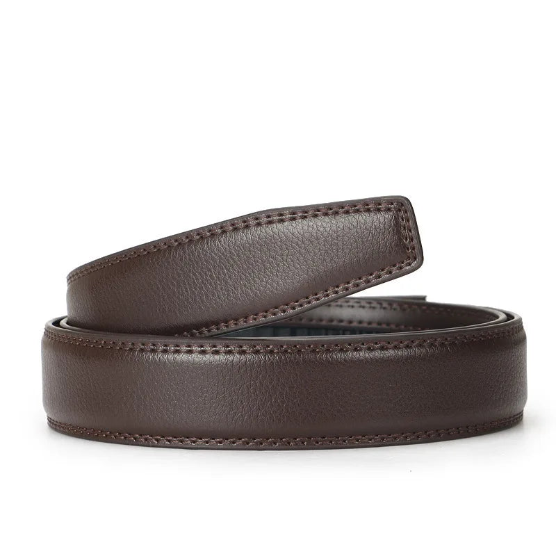 QHA Men's Genuine Leather Ratchet Belt – 35mm, Automatic Buckle, Cut-to-Fit