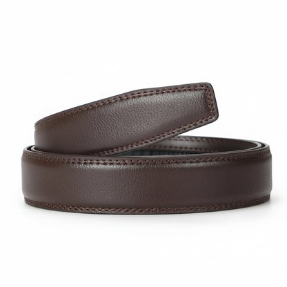 Brown leather belt on a white background