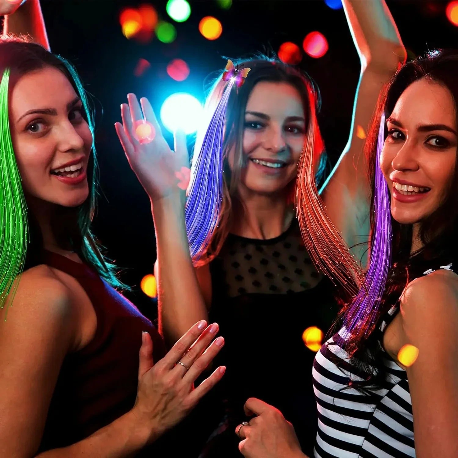 LED Fibre Optic Hair Clips – Light-Up Flash Braids & Luminous Hair Barrettes for Birthdays, Weddings, Parties & Carnivals