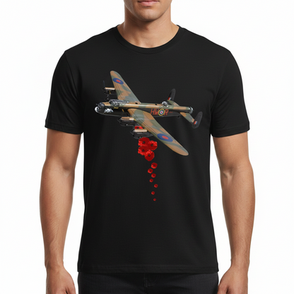Lancaster Bomber Poppy Men's RAF Remembrance T-Shirt