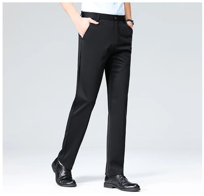 Mens Slim Fit Formal Trousers Stretch Smart Business Suit Pants - QHA UK