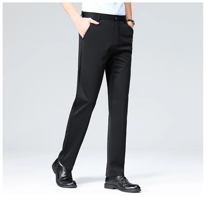 Mens Slim Fit Formal Trousers Stretch Smart Business Suit Pants - QHA UK