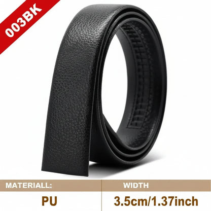 Mens Genuine Leather PU Belt Strap No Buckle 35mm Auto Black Brown