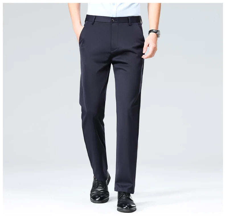 Mens Slim Fit Formal Trousers Stretch Smart Business Suit Pants - QHA UK