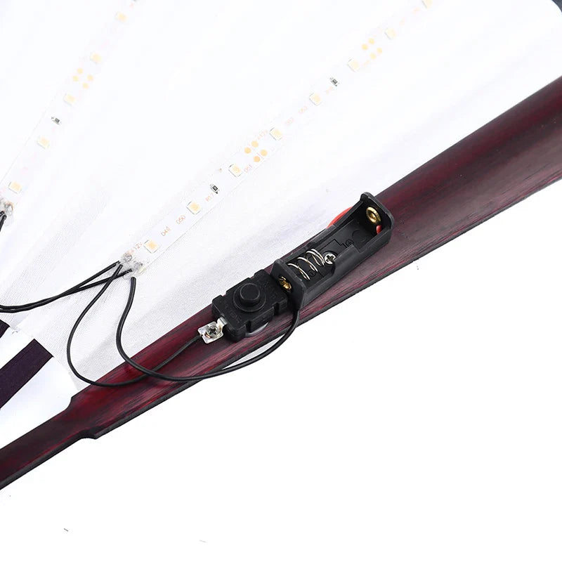 LED Light-Up Foldable Hand Fan – Glowing Neon Bamboo Fan for Dance, Concerts, & Performance Props