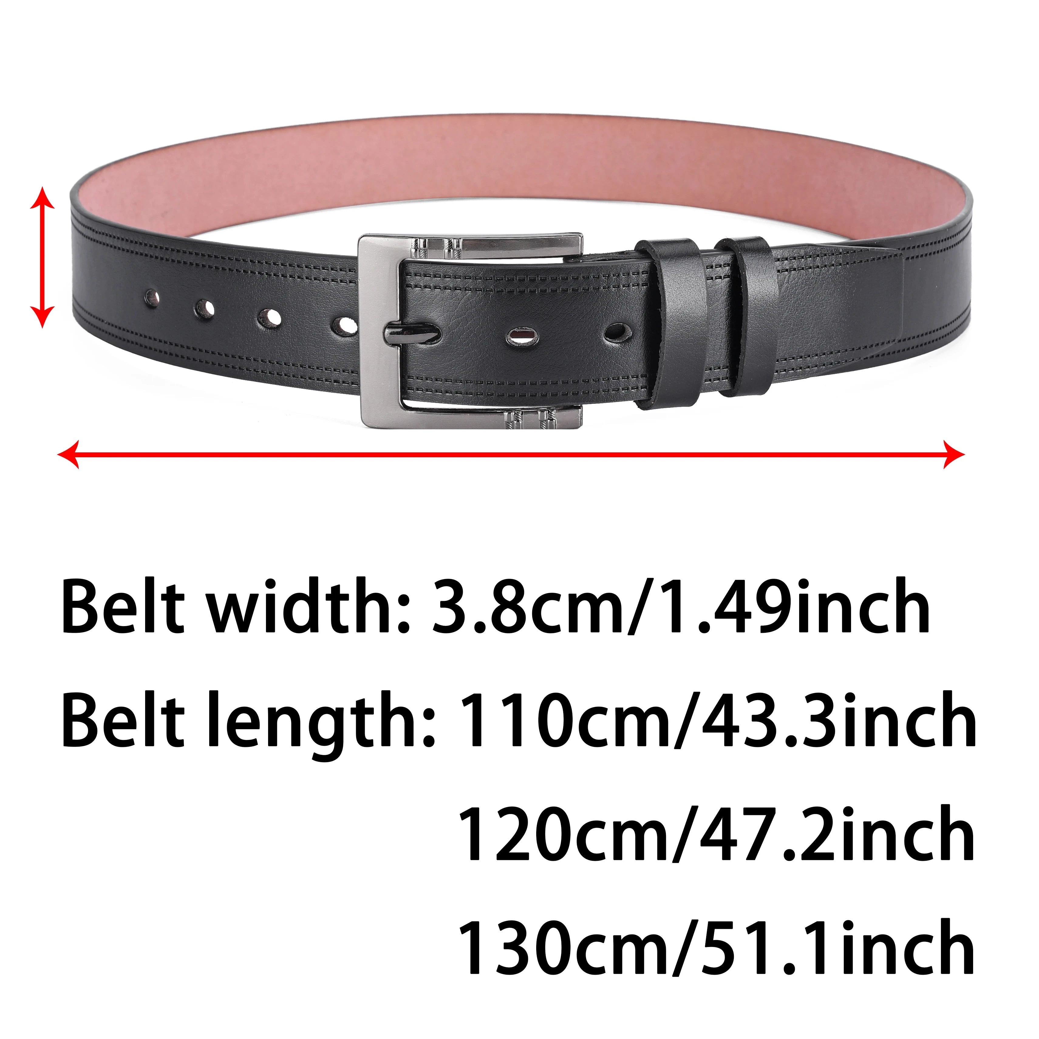 Mens PU Leather Casual Belt 3.8cm Wide Jeans Trousers Waist Strap UK