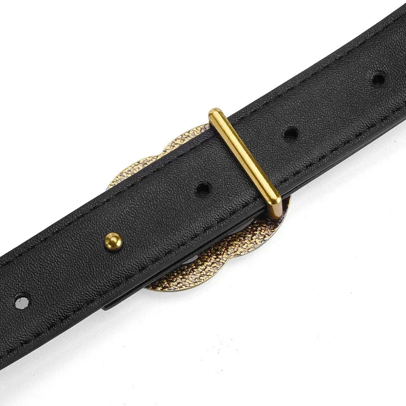 Women's PU Leather Denim Buckle Belt Casual Waistband Black Brown 95–110cm