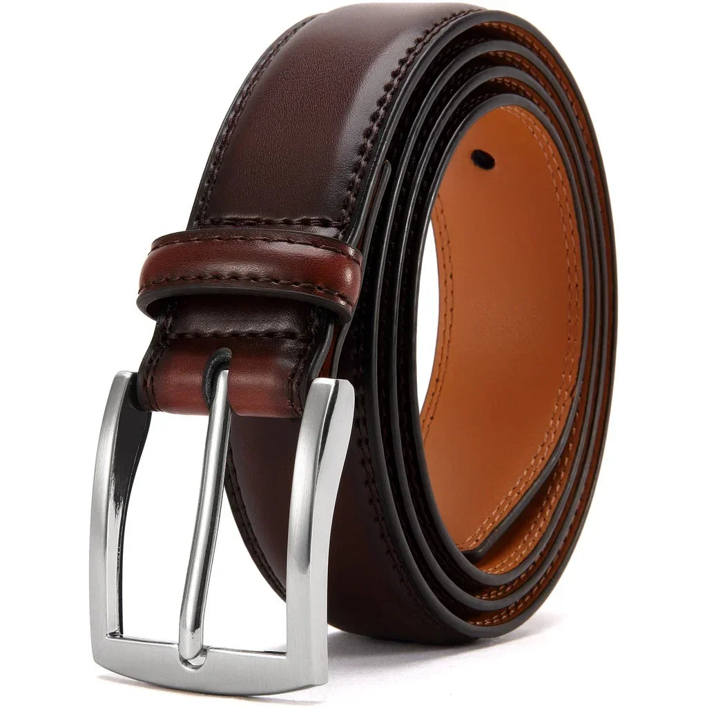 Plus Size Mens Genuine Leather Belt 105–155cm Long Metal Pin Buckle