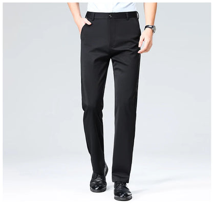 Mens Slim Fit Formal Trousers Stretch Smart Business Suit Pants - QHA UK