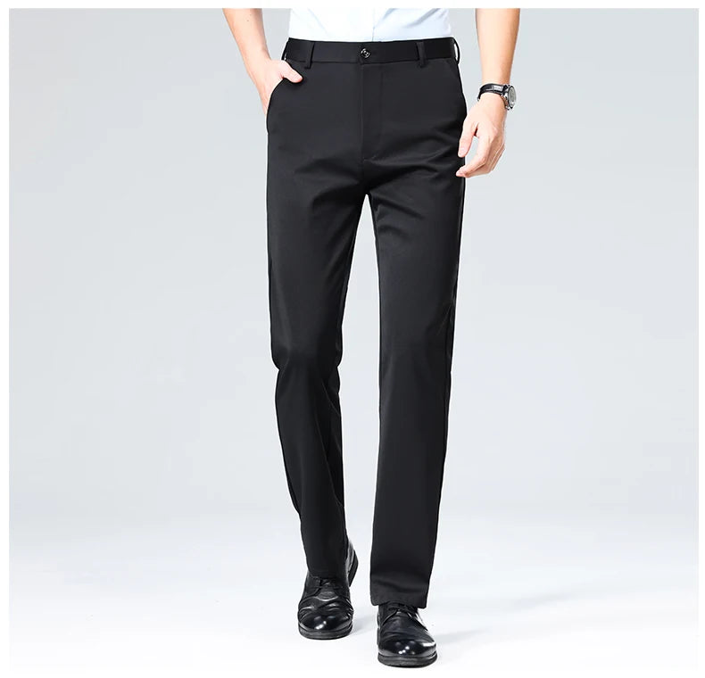 Mens Slim Fit Formal Trousers Stretch Smart Business Suit Pants - QHA UK