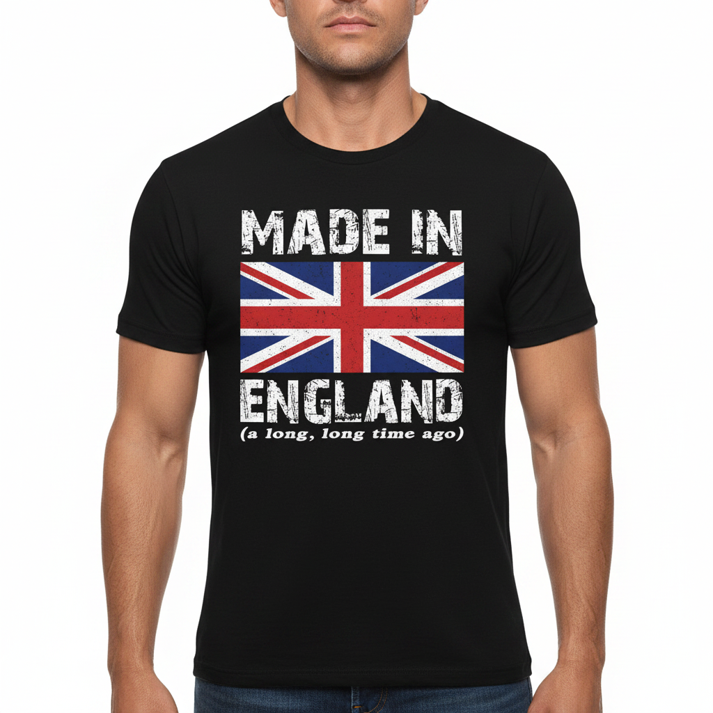 Men's Made in England T-Shirt Retro Union Jack Cotton Graphic Tee
