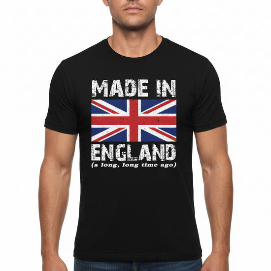Men's Made in England T-Shirt Retro Union Jack Cotton Graphic Tee