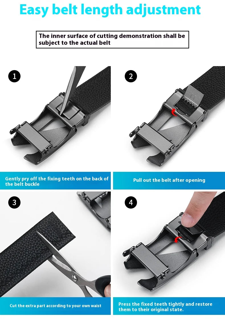 Mens Genuine Leather Ratchet Belt Strap 35mm Black Replacement 160cm