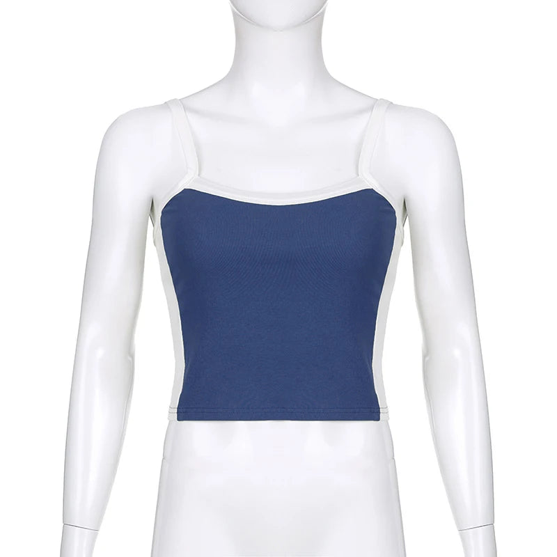 Womens Crop Cami Top Sleeveless Stretch Summer Vest Y2K Backless Top - QHA UK