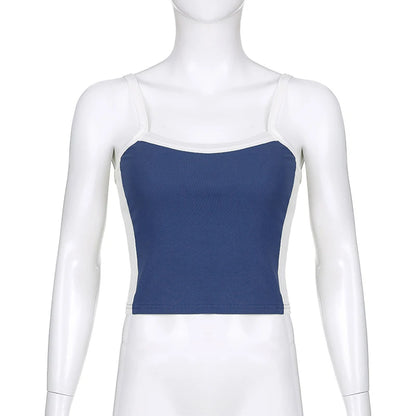Womens Crop Cami Top Sleeveless Stretch Summer Vest Y2K Backless Top - QHA UK