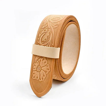 Men's Embossed Leather Belt Strap Without Buckle — 3.8cm Cowhide, Croc Print