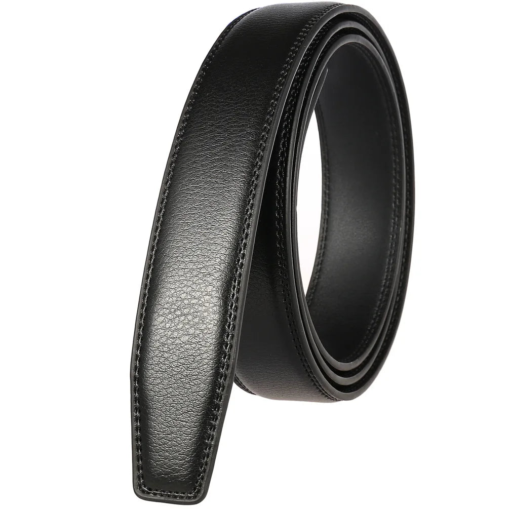 Unisex Thin Leather Belt Strap Without Buckle 3.1cm 110–130cm