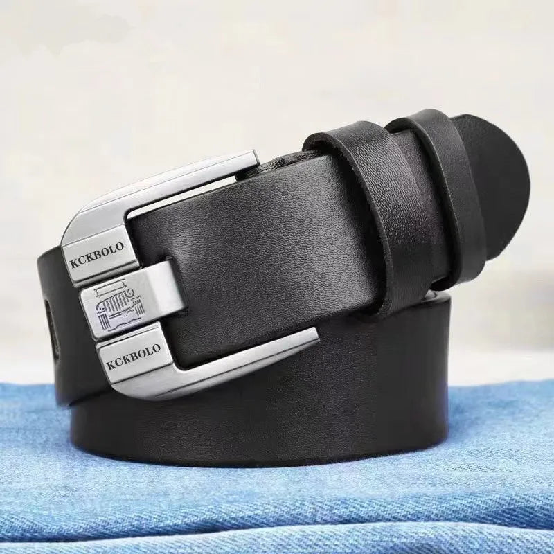 Mens Split Leather Belt 3.8cm Smart Casual Black Coffee Waist 30-40 - QHA UK