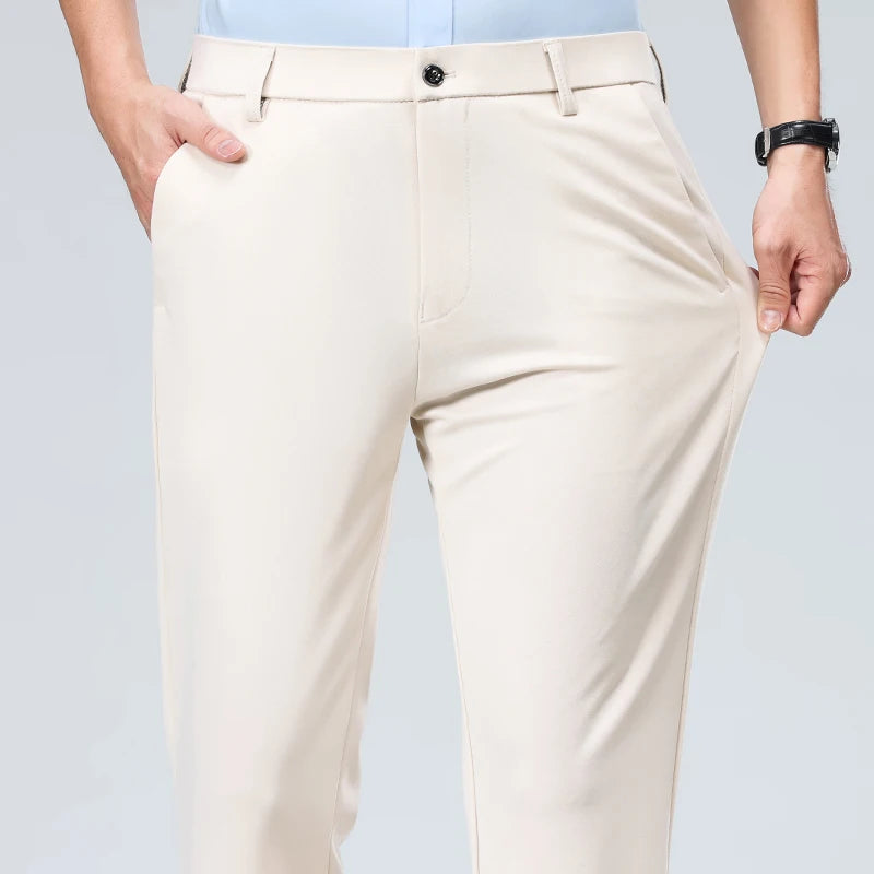 Mens Slim Fit Formal Trousers Stretch Smart Business Suit Pants - QHA UK