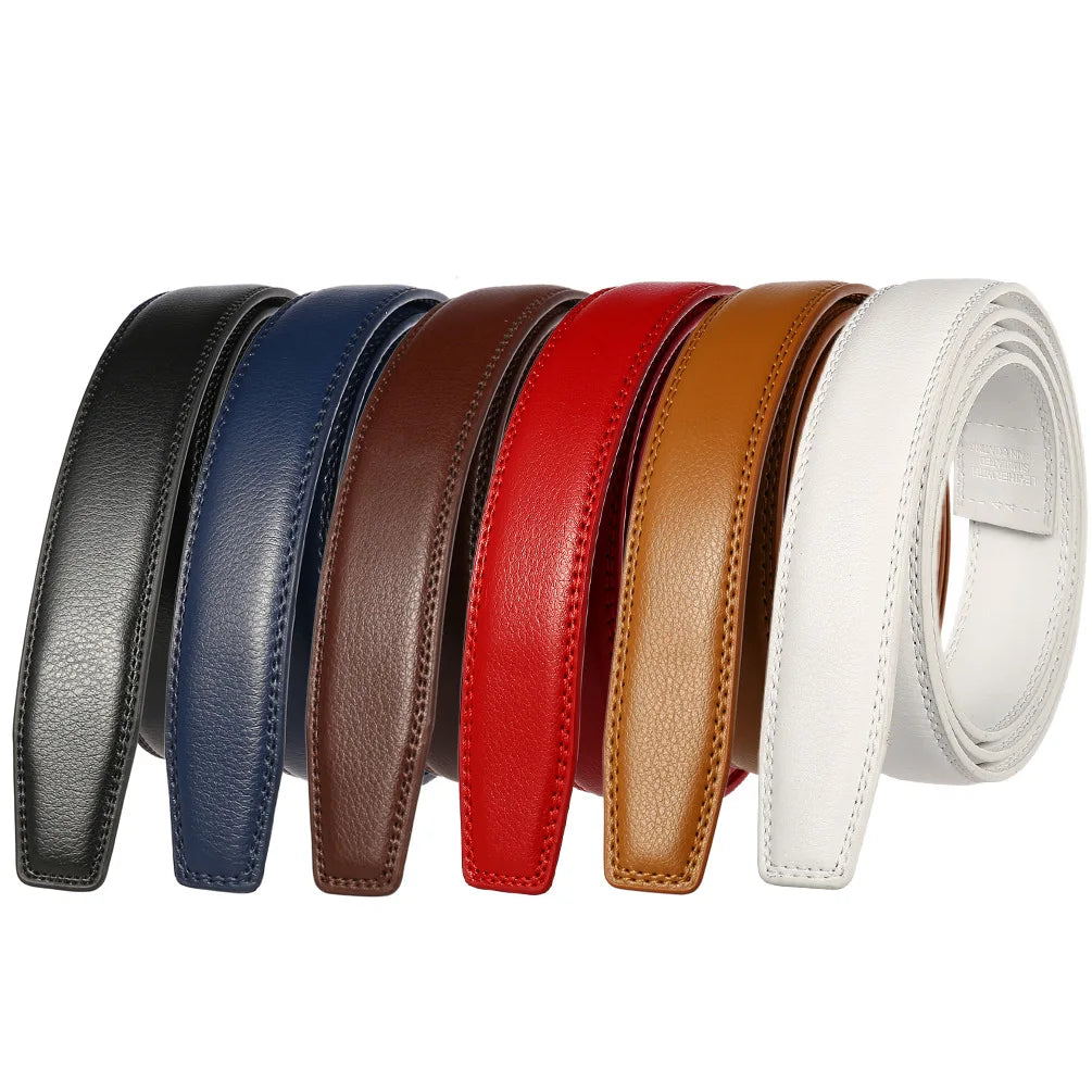 Unisex Thin Leather Belt Strap Without Buckle 3.1cm 110–130cm