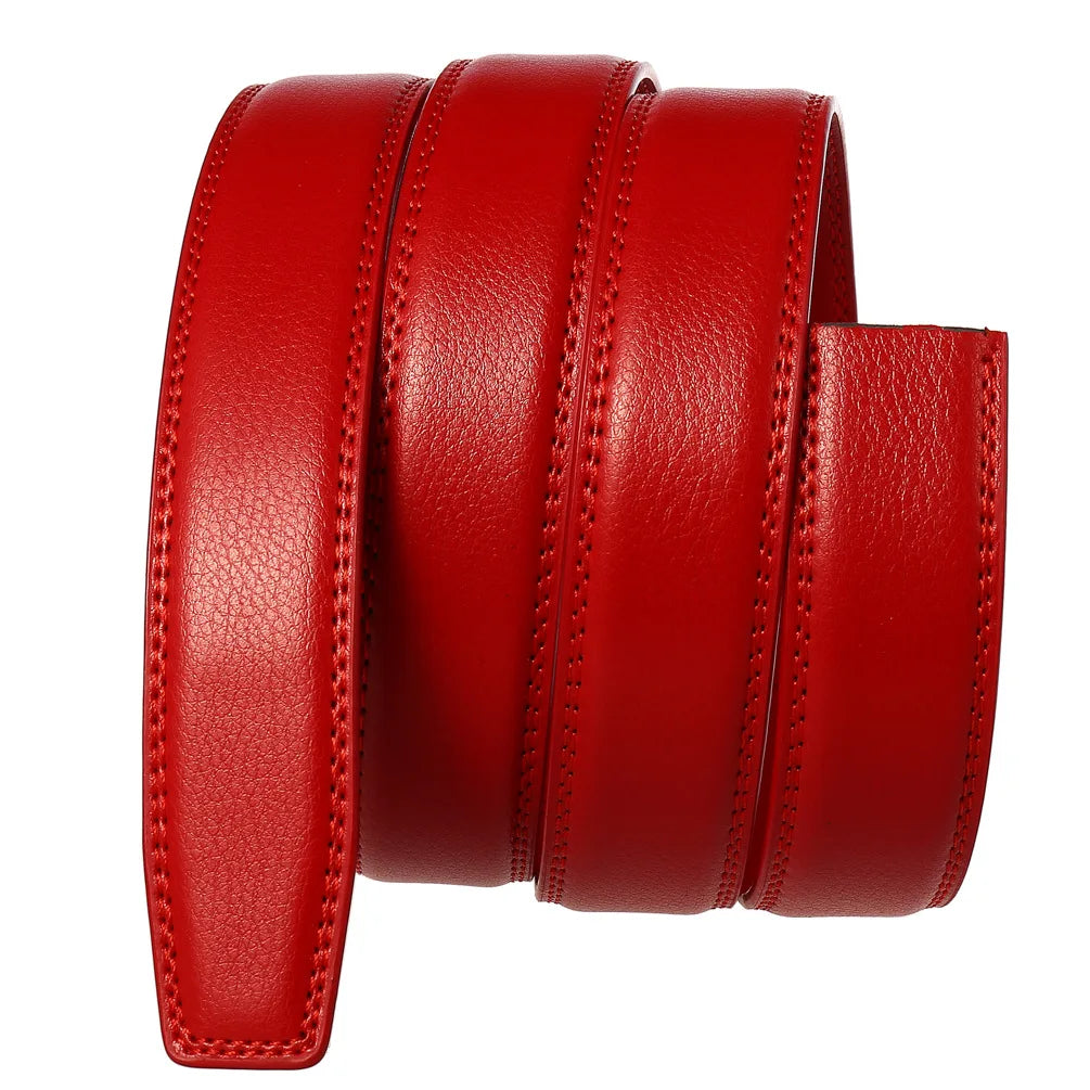 Unisex Thin Leather Belt Strap Without Buckle 3.1cm 110–130cm