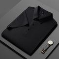 Seamless High-end Polo Shirt for Men's Business Thin Half Sleeved Solid Lapel Short Sleeved Men's Shirt Polo Shirt - QHA UK
