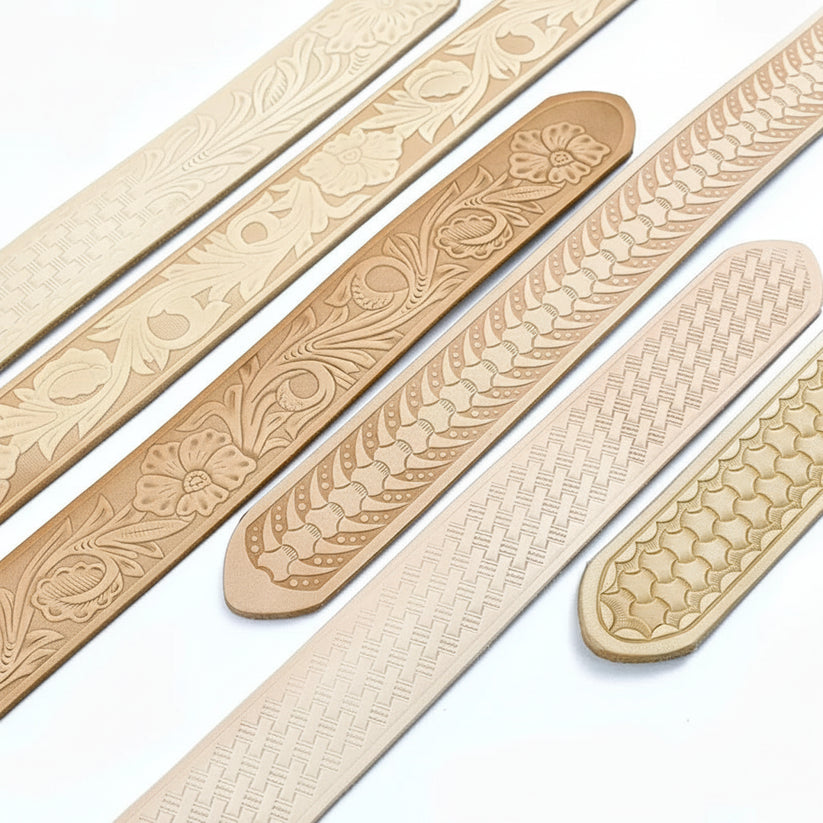 Decorative wooden strips with intricate patterns on a white background, featuring the brand 'Deepeel'.