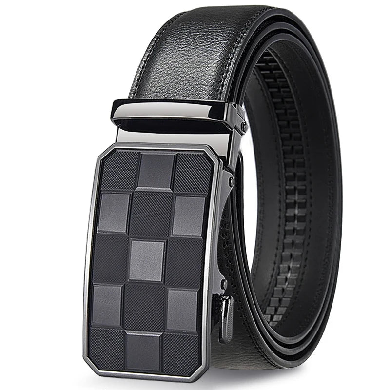 Mens Genuine Leather Automatic Belt 35mm Black Brown Adjustable