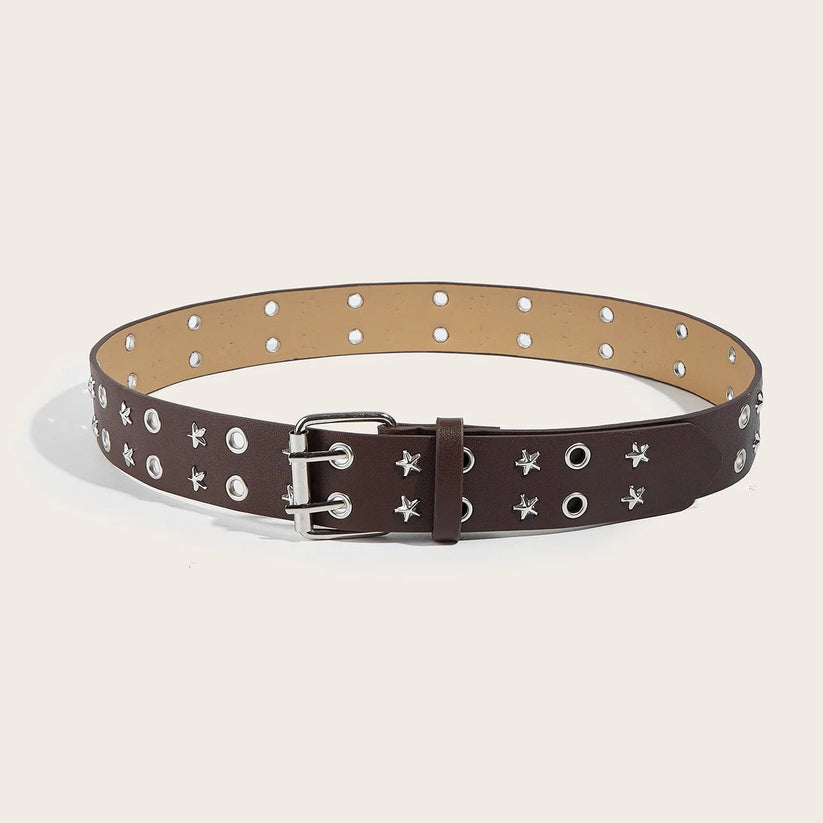 Belt with star and circle patterns on a beige background