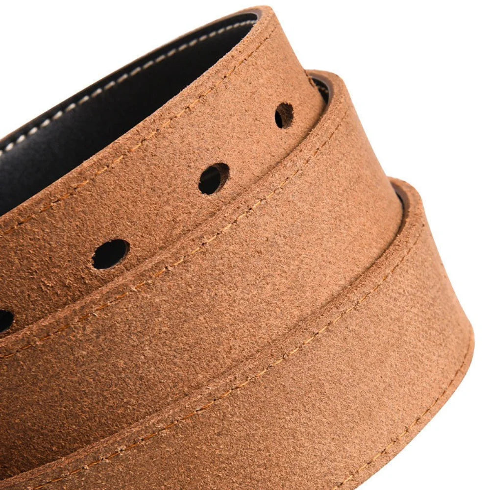 Mens Genuine Leather Belt Strap No Buckle 3.8cm Vintage Plus Size 30"-50"