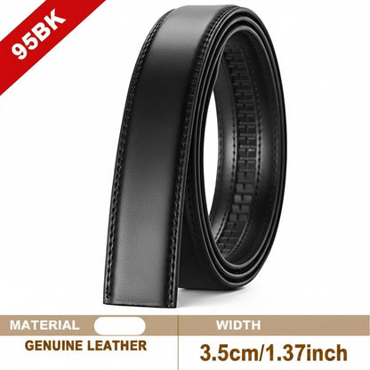 Mens Genuine Leather PU Belt Strap No Buckle 35mm Auto Black Brown
