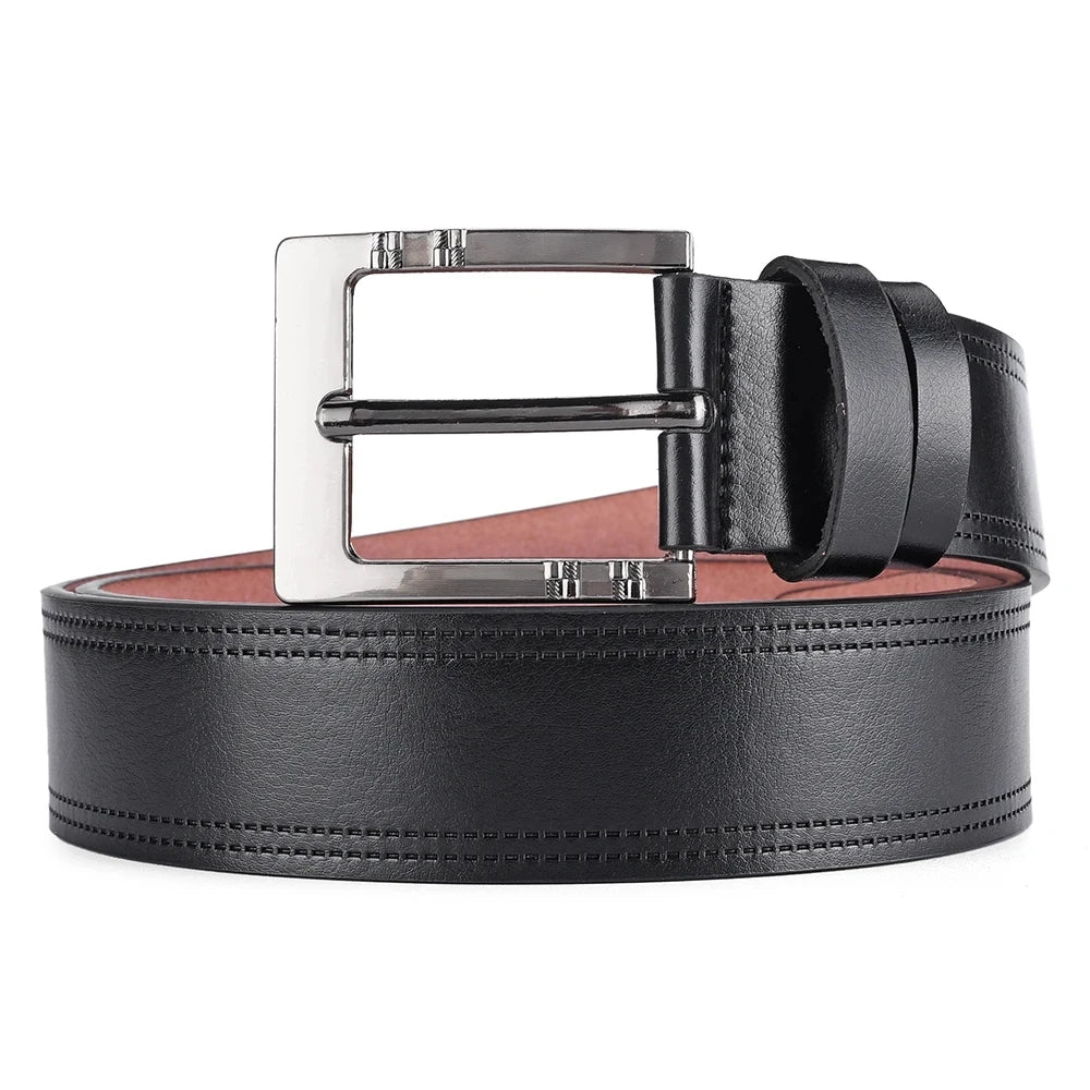 Mens PU Leather Casual Belt 3.8cm Wide Jeans Trousers Waist Strap UK
