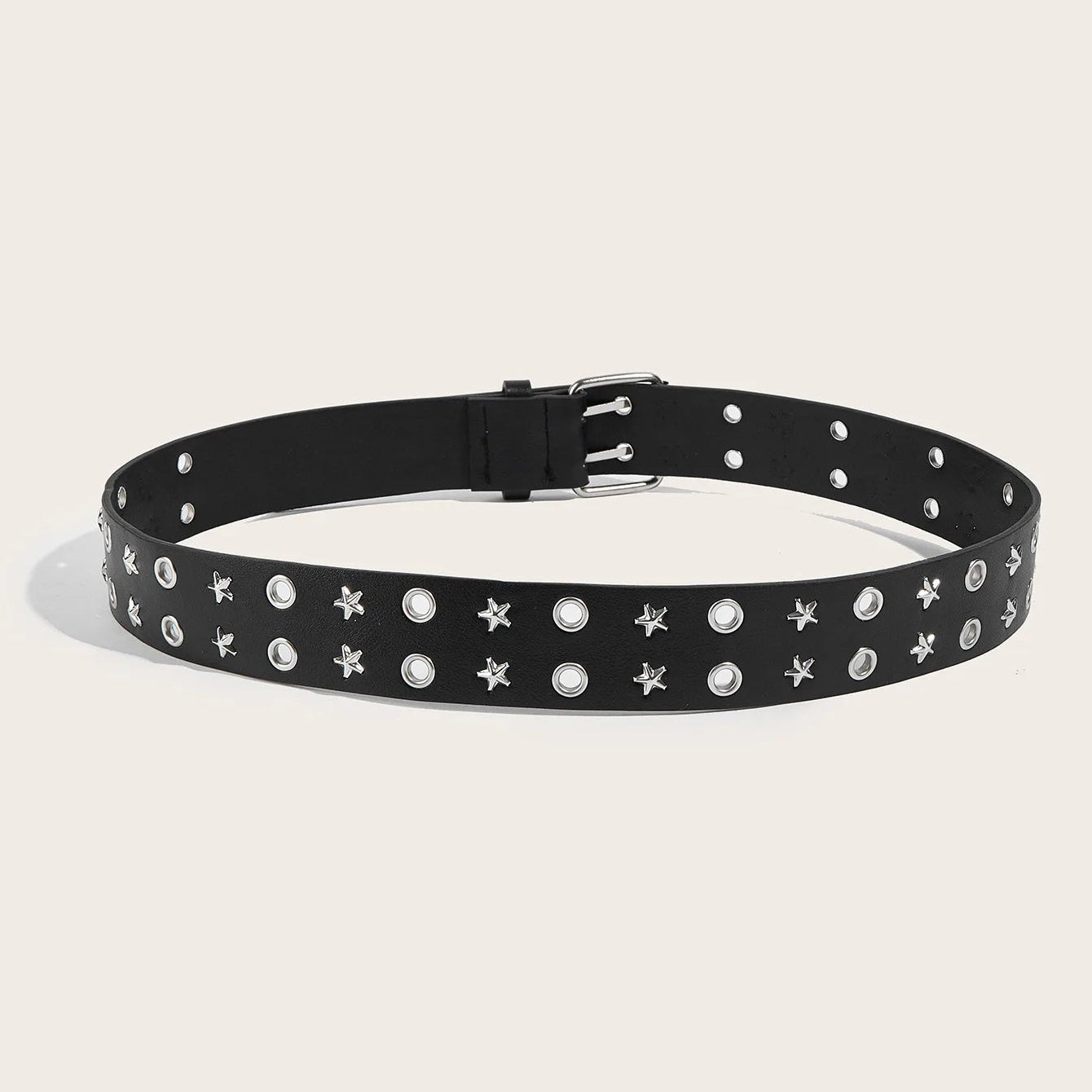 Unisex Punk PU Leather Belt Double Hole Metal Pin Buckle Goth Y2K Waist 28”-36” - QHA UK