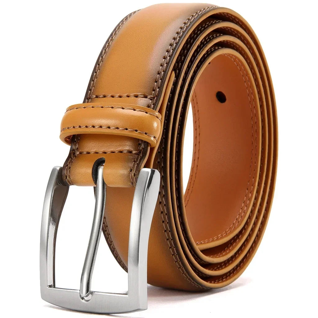 Plus Size Mens Genuine Leather Belt 105–155cm Long Metal Pin Buckle