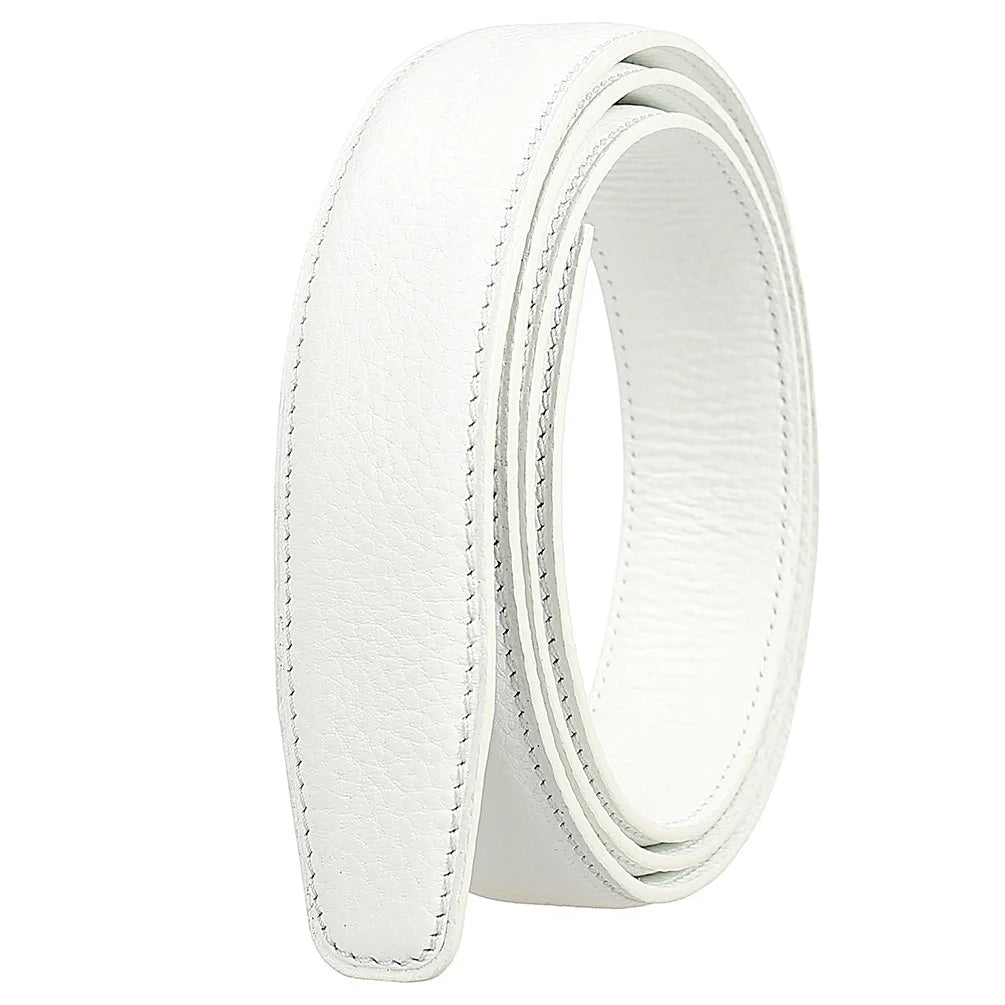 Men's Leather Belt Strap Without Buckle — Slim 3cm Cowhide Replacement Strap