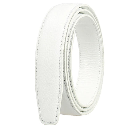 Men's Leather Belt Strap Without Buckle — Slim 3cm Cowhide Replacement Strap
