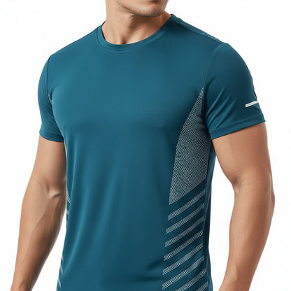 Mens Ice Silk Running T-Shirt | Quick Dry Breathable Reflective Gym Top