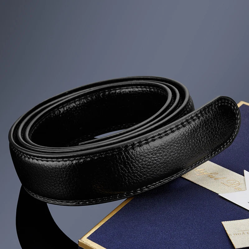 Mens Genuine Leather Ratchet Belt Strap 35mm Black Replacement 160cm