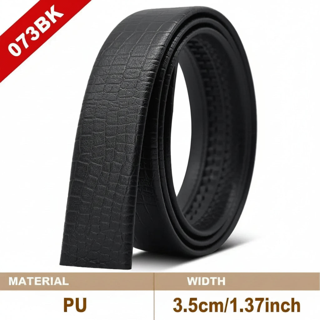 Mens Genuine Leather PU Belt Strap No Buckle 35mm Auto Black Brown